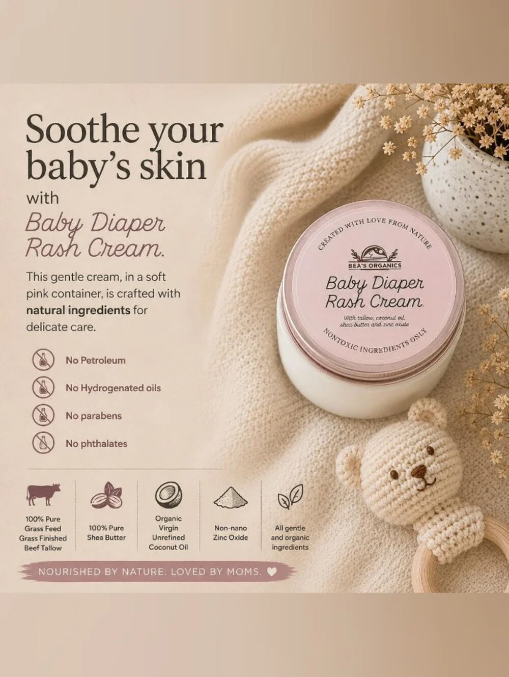 Gentle Baby Diaper Rash Cream _ Organic Ingredients